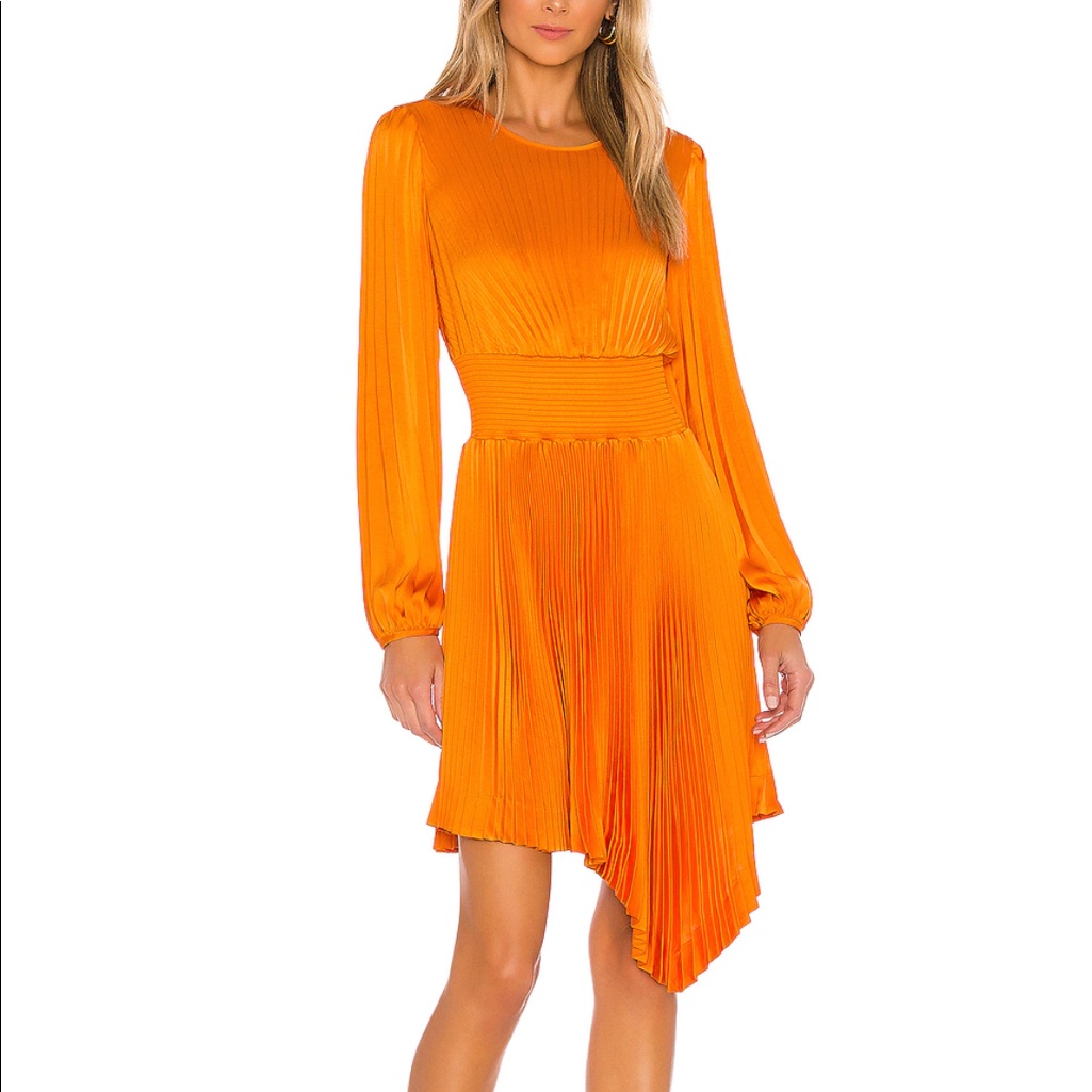 A.L.C. Behati Pleated Orange Dress Size 2